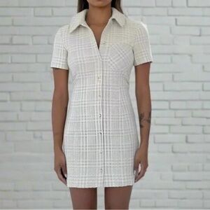Rumored Cream Plaid Mini Dress